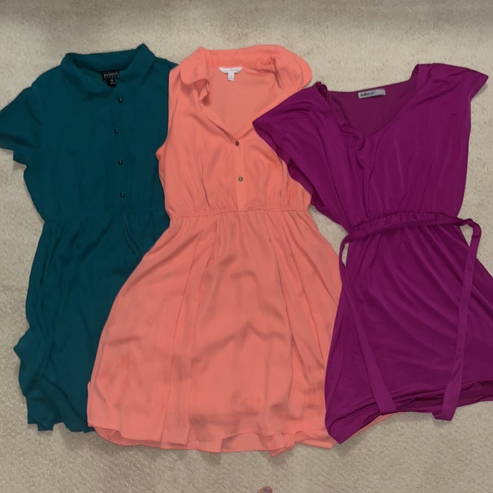 Lot of 3 dresses size 8/10 medium in jewel tones